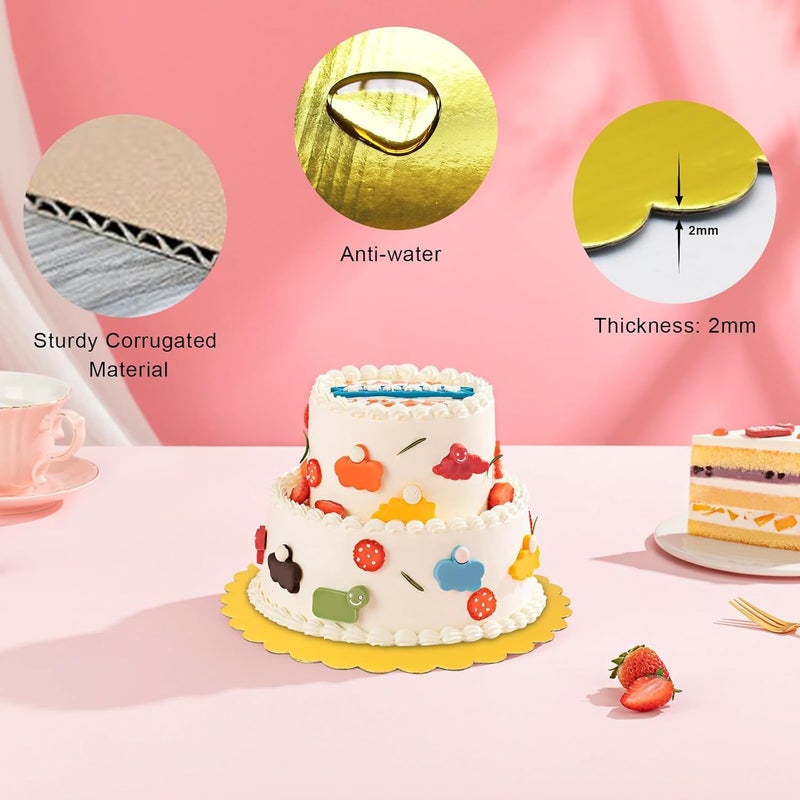 Aumodizzy 50 Pcs 10 inch Gold Cake Boards Round, Food-Graded Cardboard, Waterproof and Oil-Proof, Sturdy Corrugated, Ideal for Baking, Cake DIY, Dessert and Craftin - Image 4